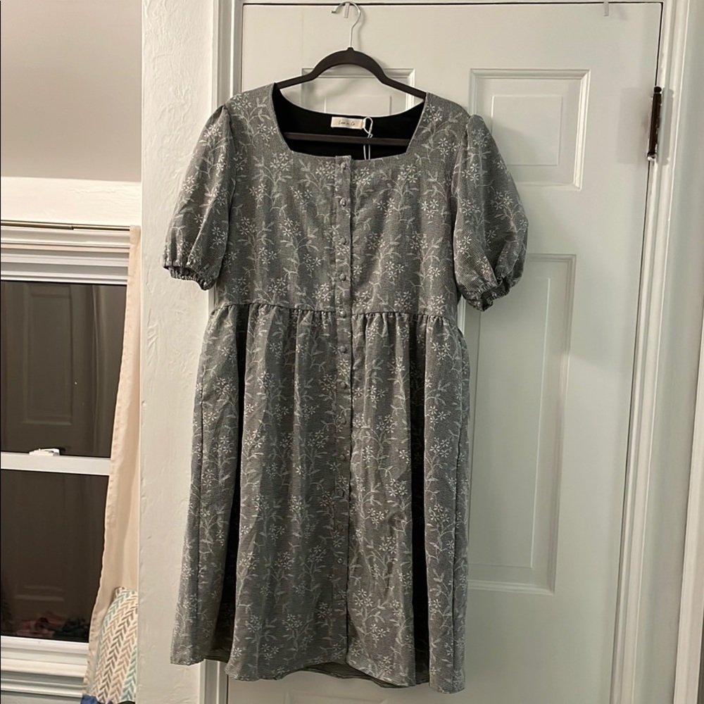 Gray Floral Dress (Nursing Friendly)